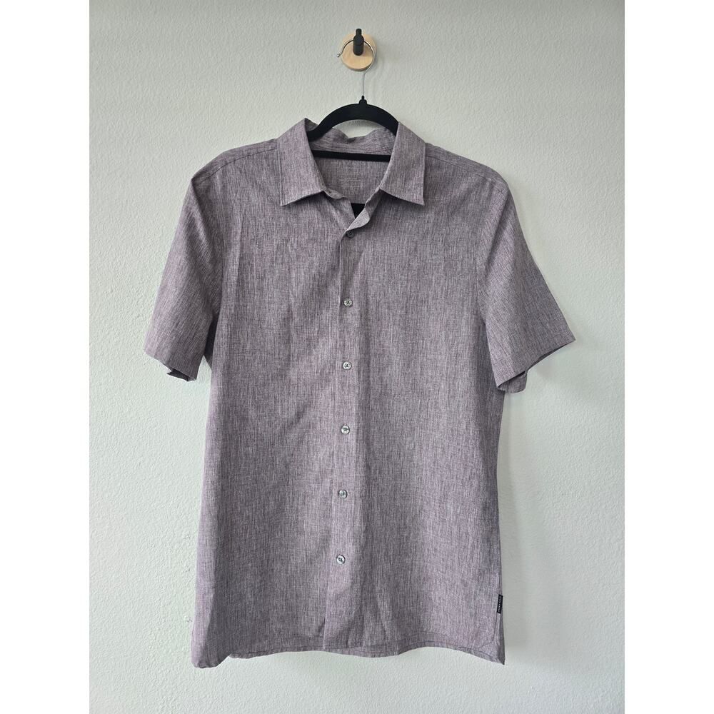 Perry Ellis Short Sleeve Button-Up Shirt Men's S Purple Textured Casual Style